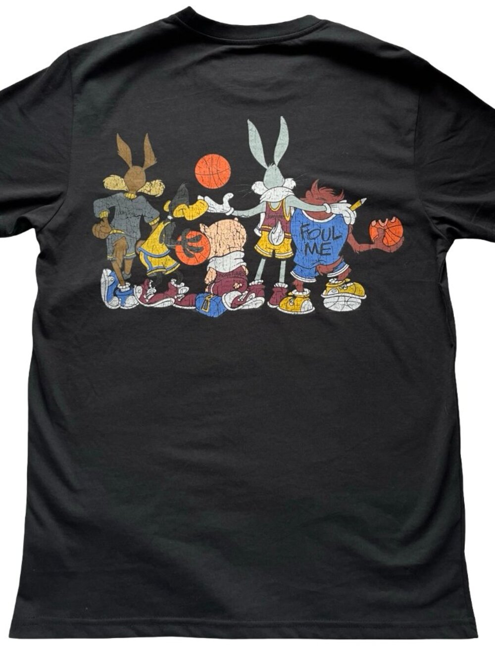 Looney Tunes Basketball Graphic Tee Black Retro Cartoon T-Shirt Bugs Bunny S/M - Picture 3 of 10